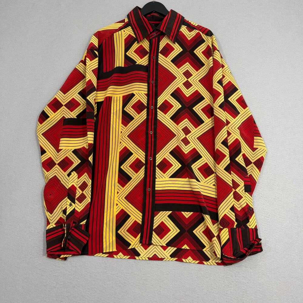 Vintage Prestige Button Up Shirt Mens Extra Large Geometric Abstract Party Disco - Picture 2 of 10